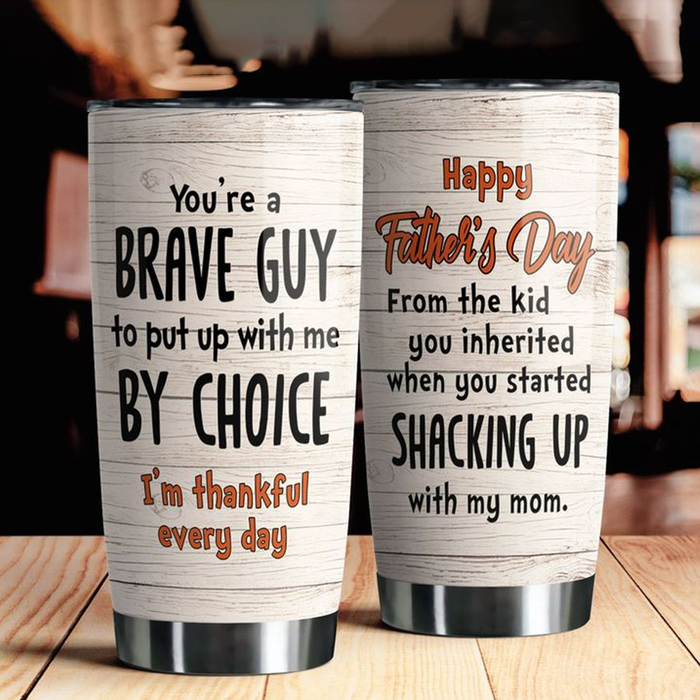 Personalized Tumbler Gifts For Bonus Dad When You Stated Shacking Up With My Mom Custom Name Travel Cup For Christmas