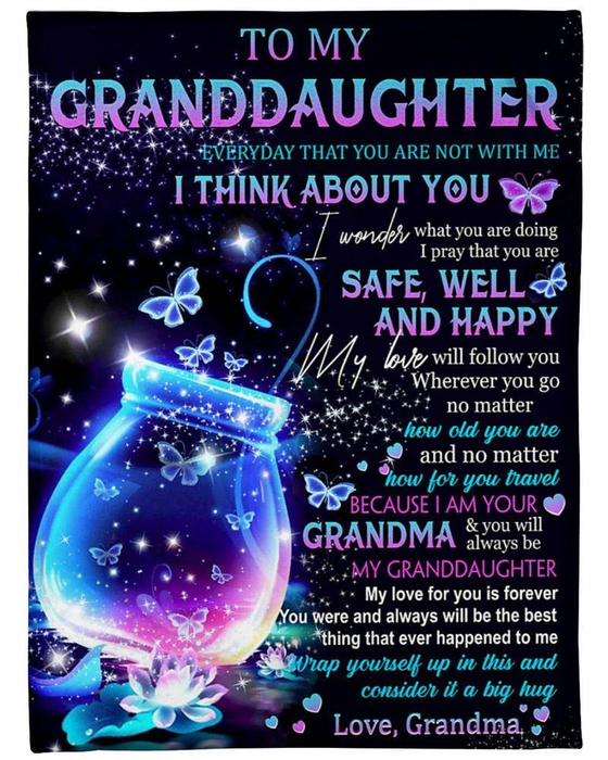 Personalized Blanket To My Granddaughter From Grandma I Am Your Butterfly Printed Galaxy Background Custom Name