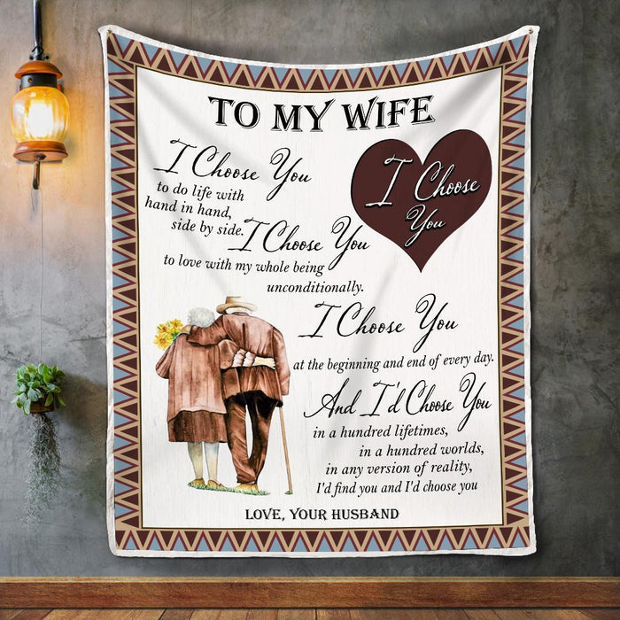 Personalized Growing Old Together Blanket To My Wife I Choose You Old Couple Printed Custom Name Valentine Blankets