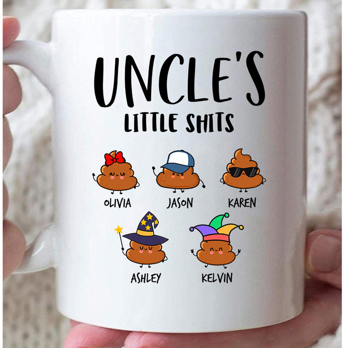 Personalized Mug For Uncle From Niece Nephew Uncle's Little Shits Note Background Custom Name Cup Gifts For Fathers Day
