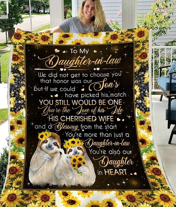 Personalized To My Daughter In Law Blanket You'Re More Than Just A Daughter In Law Print Cute Sloth And Sunflower