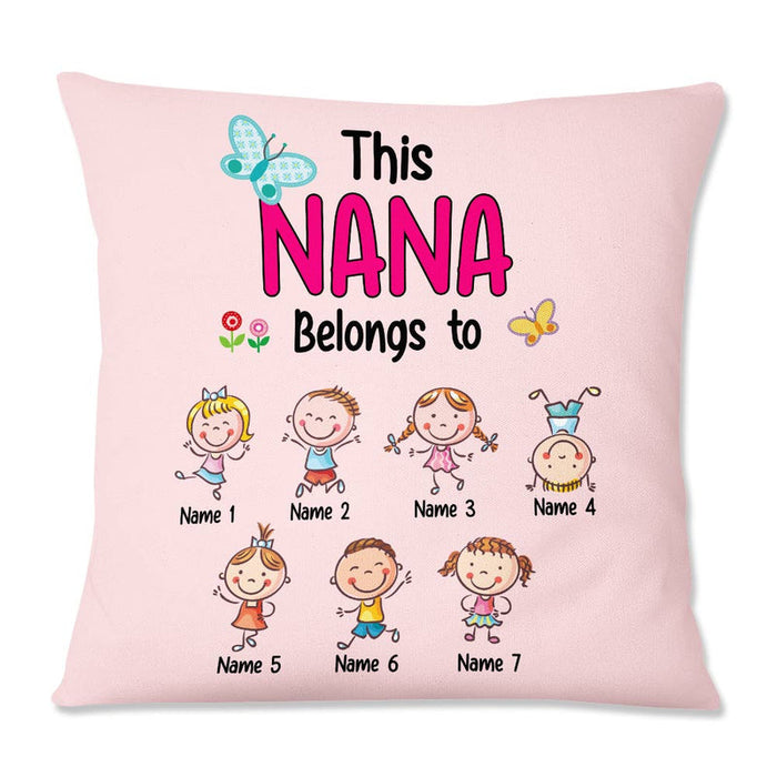 Personalized Square Pillow For Grandma This Nana Belongs To Florals Custom Grandkids Name Sofa Cushion Christmas Gifts
