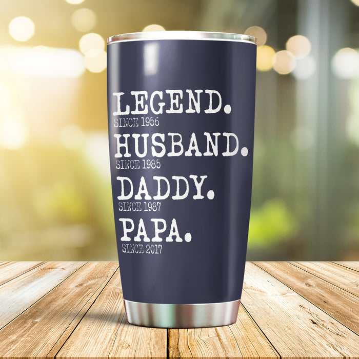 Personalized Tumbler For Grandpa From Grandkids Legend Husband Daddy Papa Since Year Custom Name Travel Cup Xmas Gifts