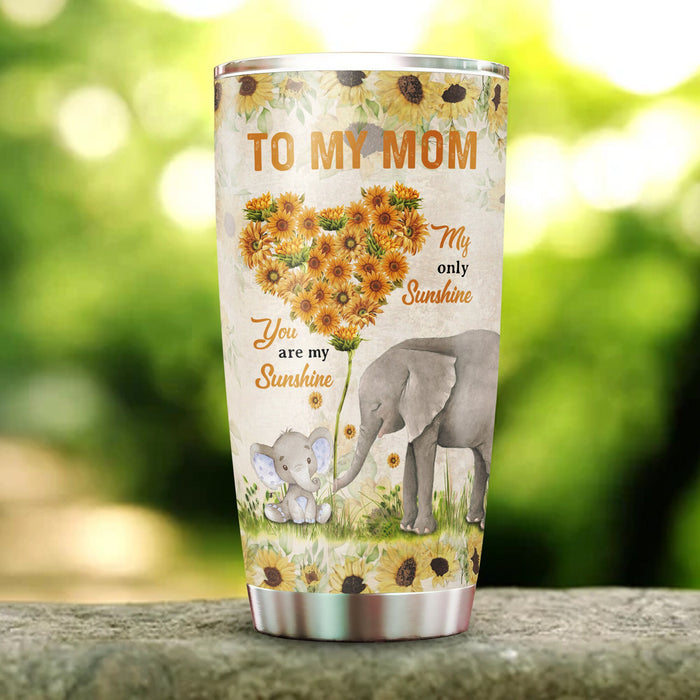 Personalized Tumbler To Mommy Elephant Sunflowers You Helped Me Unique Gifts For Mom Custom Name Travel Cup For Birthday