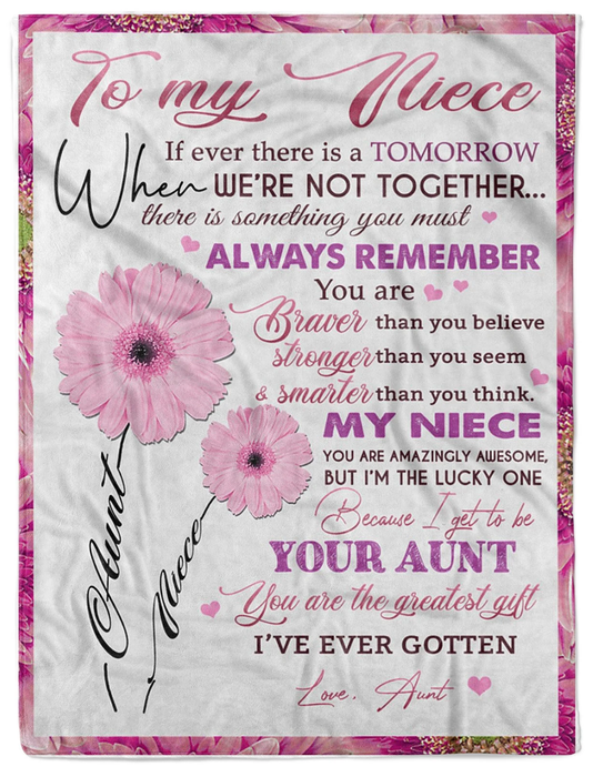 Personalized Fleece Blanket To My Niece Full Flower From Aunt Uncle Gift for Birthday Graduation Sherpa Blanket