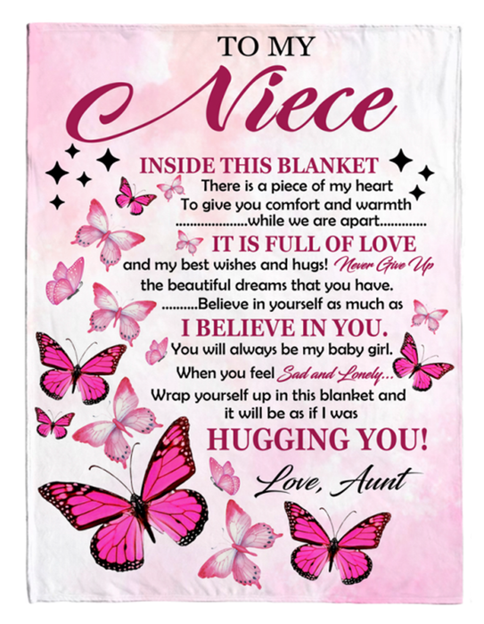 Personalized Fleece Blanket To My Niece From Aunt Print Butterfly Gift For Birthday