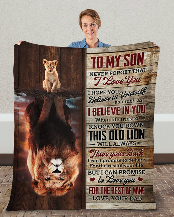 Personalized To My Son Blanket From Mom Dad Custom Name Wooden Old Lion Always Have You Back Gifts For Christmas