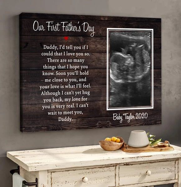 Personalized Poster For Dad Our First Father's Day Horizontal Poster No Frame Home Decor Father's Day Canvas
