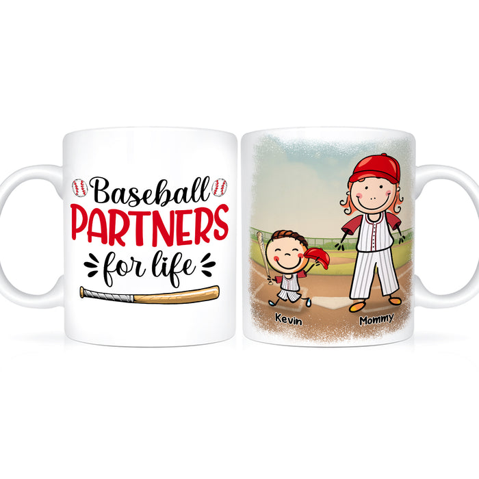 Personalized Ceramic Coffee Mug For Baseball Lovers Partners For Life Cute Kid Print Custom Name 11 15oz Cup