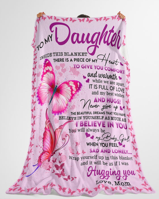 Personalized Blanket To My Daughter From Mom Butterfly Printed And Butterfly Frame Heart Print Custom Name