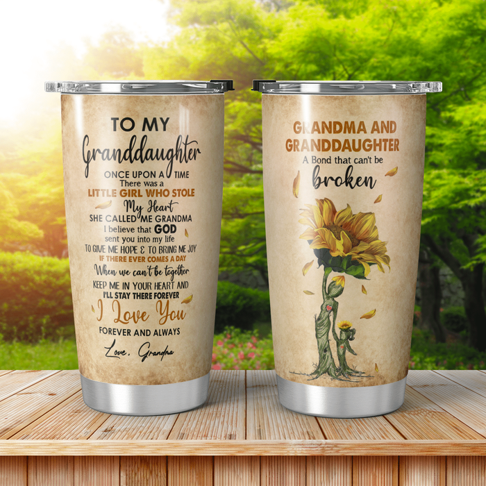 Personalized Tumbler To Granddaughter Gifts From Grandma Vintage Little Girl Stole Heart Custom Name Travel Cup 20oz