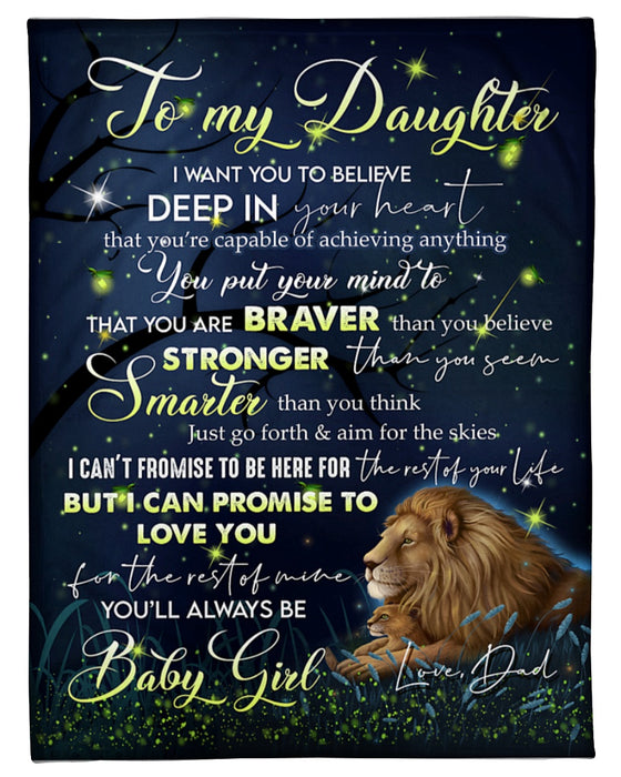 Personalized Blanket To My Daughter From Dad Whose Daughter You Are Lion Printed Galaxy Background Custom Name