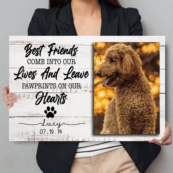 Personalized Memorial Canvas Wall Art For Loss Of Cat Dog Best Friend Come Into Our Lives Pawprint Custom Name & Photo