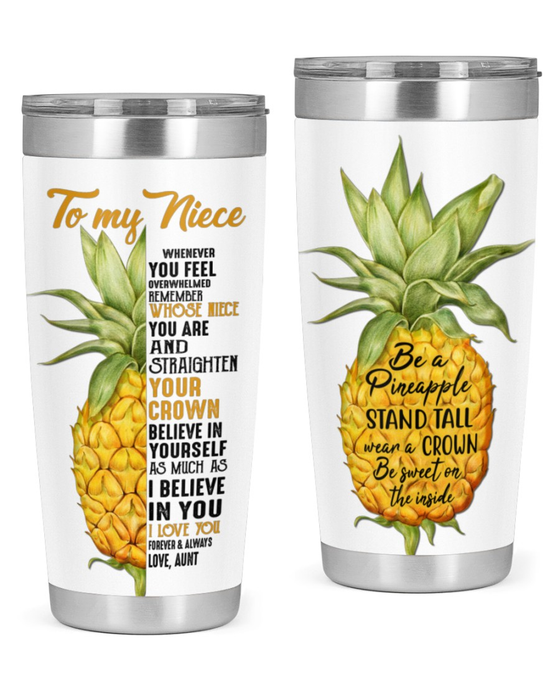 Personalized To My Niece Tumbler From Aunt Uncle Pineapple Straighen Your Crowns Custom Name Travel Cup Gifts For Christmas