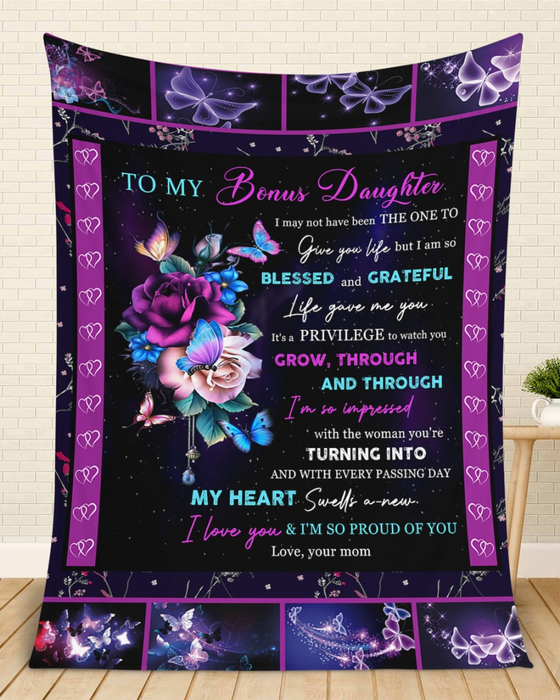 Personalized To My Stepdaughter Blanket From Step Mom Dad Blessed Grateful Life Gave Me You Custom Name Christmas Gifts