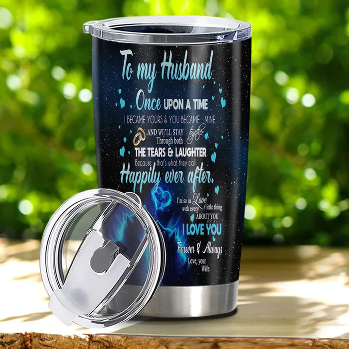 Personalized To My Husband Tumbler From Wife Wolf Howling Stay Both Tears And Laughter Custom Name Gifts For Birthday