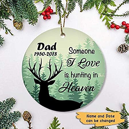 Personalized Memorial Ornament For Loved One In Heaven Deer Hunting In Heaven Custom Name Tree Hanging Remembrance Gifts