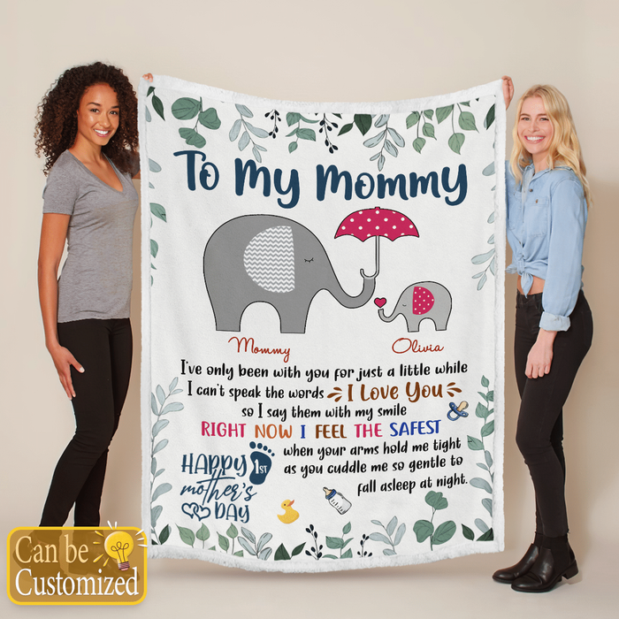 Personalized Blanket For New Mom Elephant Umbrella I've Only Been With You Custom Name Gifts For First Mothers Day