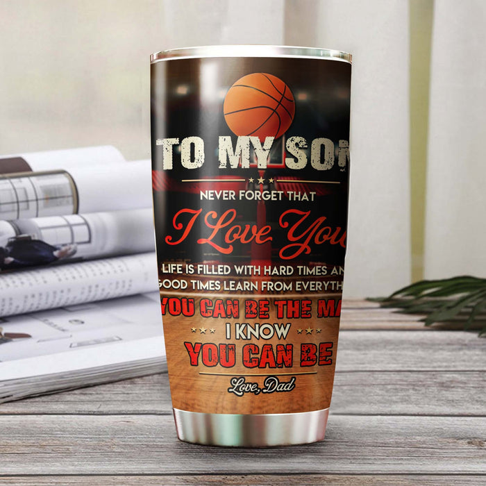 Personalized To My Son Tumbler From Mom Dad Baseball You Can Be The Man Custom Name Travel Cup Gifts For Birthday