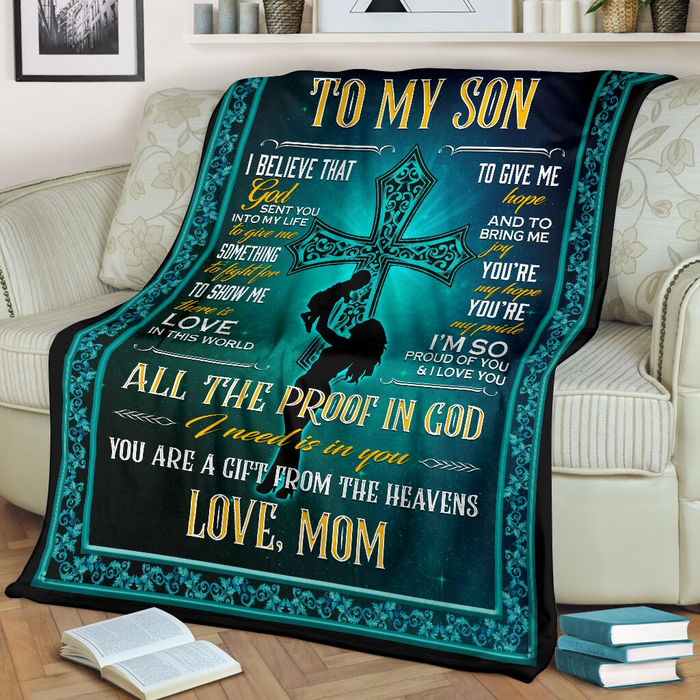 Personalized To My Son From Mom A Cross Mother Carrying Son Sherpa Fleece Blanket Customized Premium Blanket With Name