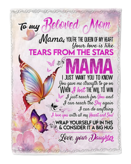 Personalized Lovely Blanket To My Beloved Mom On Mothers Day Purple Butterfly Blankets Custom Name