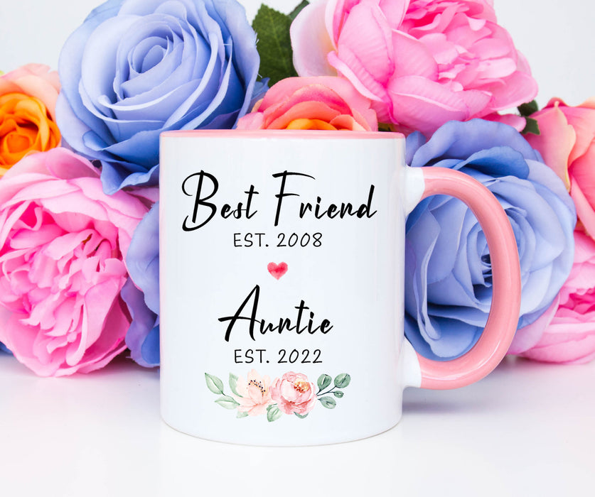 Personalized Coffee Mug For Aunt From Niece Nephew Bests Friend Est Pink Florals Custom Name Gifts For Christmas