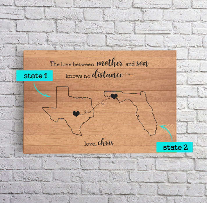 Personalized Map, State to State Poster Canvas The Love Between Mother And Son Knows No Distance