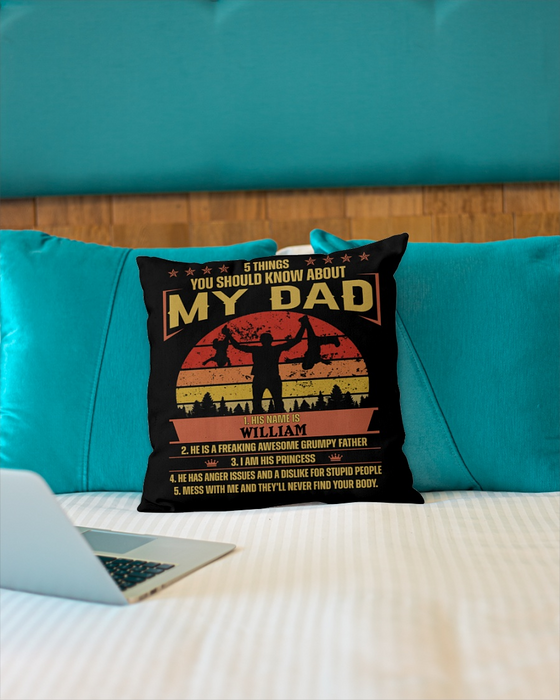 Personalized Pillow For Dad 5 Things You Should Know About My Dad Indoor Pillow Custom Name Gifts For Father's Day