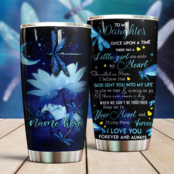 Personalized Tumbler To Daughter Gift From Mom Dad Lotus Dragonfly God Sent You Into My Life Custom Name Travel Cup 20oz