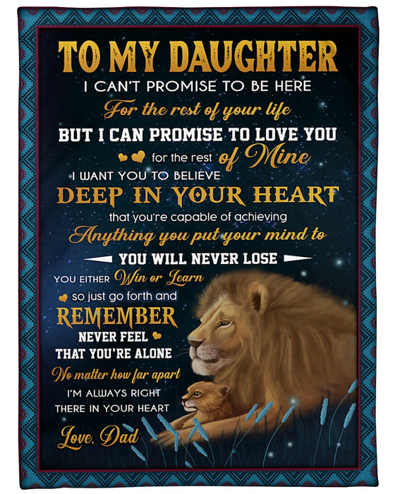 Personalized Blanket To My Daughter From Dad Daddy & Baby Lion Vintage Design Star Night Background Custom Name