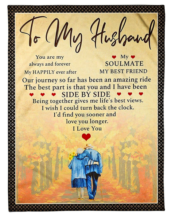 Personalized Romantic Blanket To My Husband Prints Heart Quotes & Old Couple Custom Name Love Blanket For Valentines