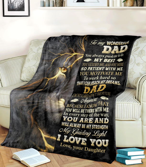 Personalized Blanket To My Dad From Daughter You Motivate Me Half Black Lightning Lion Printed Custom Name