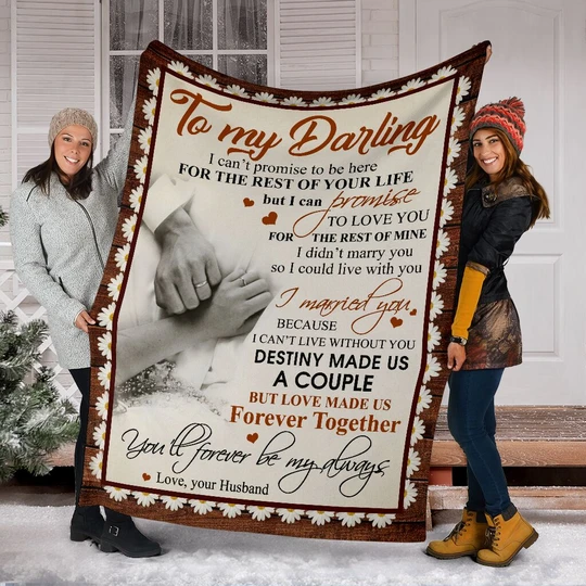 Personalized Fleece Blanket To My Darling Wife From Husband Destiny Made Us A Couple Hand With Double Rings Printed