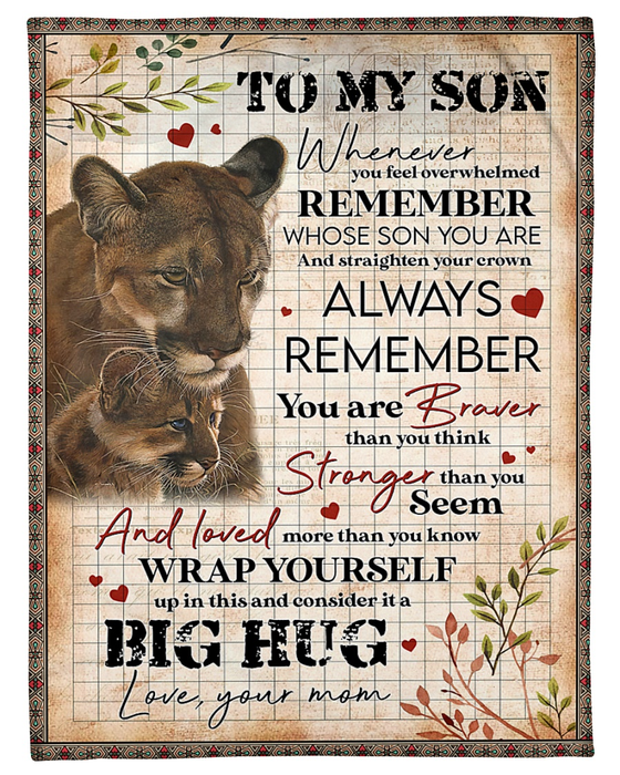 Personalized Blanket To My Son Always Remember Old And Baby Lion Cuddle Printed Rustic Design Custom Name