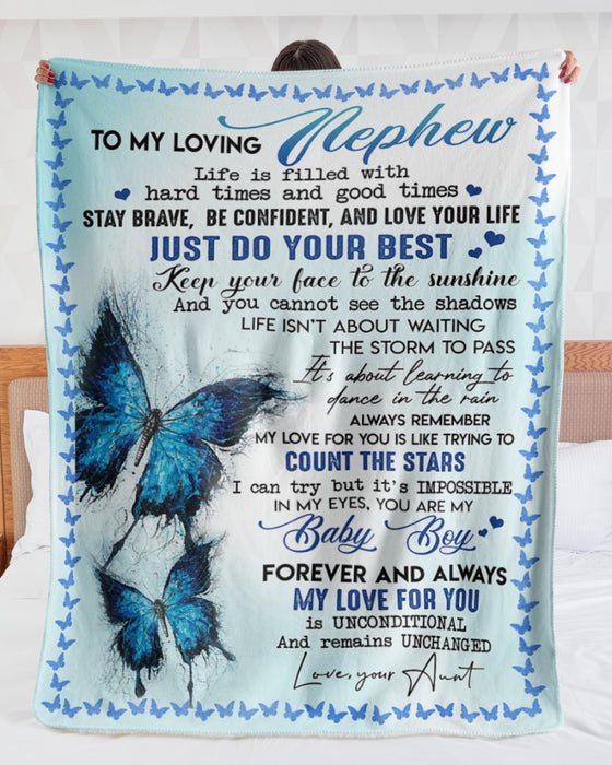 Personalized To My Nephew Blanket From Auntie Uncle Life Is Filled With Hard Good Times Custom Name Gifts For Birthday