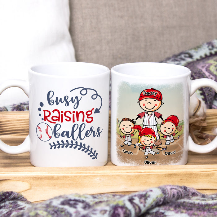 Personalized Ceramic Coffee Mug For Baseball Lovers To Dad Busy Raising Ballers Kids Print Custom Name 11 15oz Cup