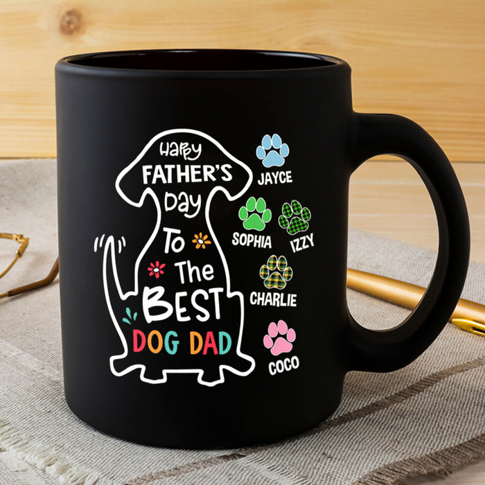Personalized Ceramic Coffee Mug For Dog Dad  Colorful Flower & Paw Prints Funny Dog Custom Dog's Name 11 15oz Cup