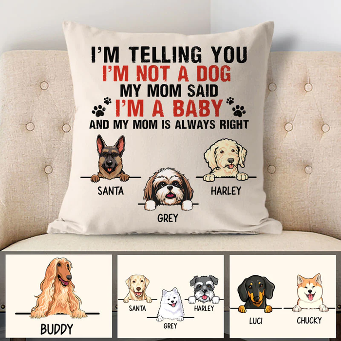 Personalized Square Pillow Gifts For Dog Owner I'm Telling You I'm Not A Dog Custom Name Sofa Cushion For Birthday