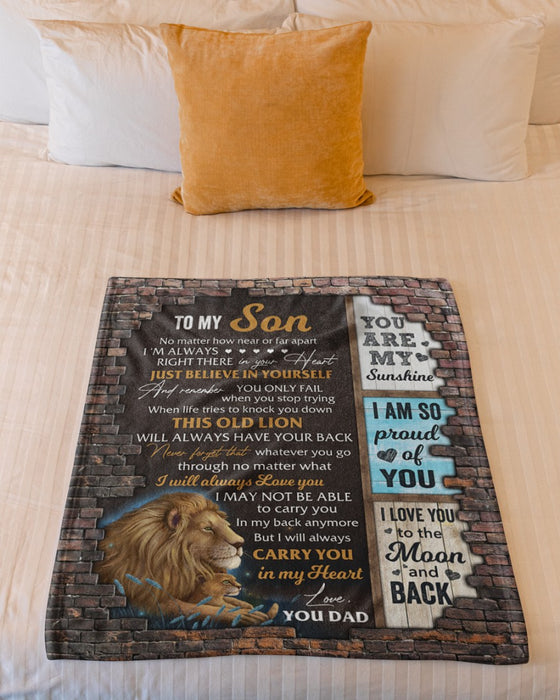 Personalized To My Son Blanket From Mom Dad Custom Name Lion Brick Always Right There In Your Heart Gifts For Birthday