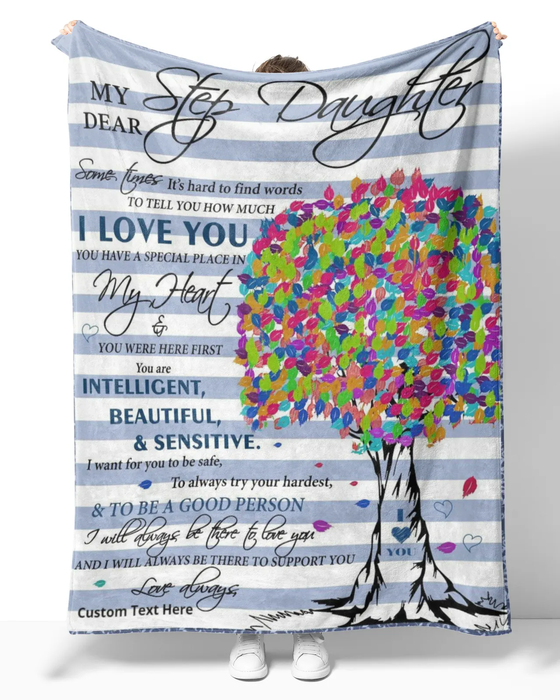 Personalized To My Stepdaughter Blanket From Step Mom Dad You Have A Place In Heart Tree Custom Name Gifts For Christmas