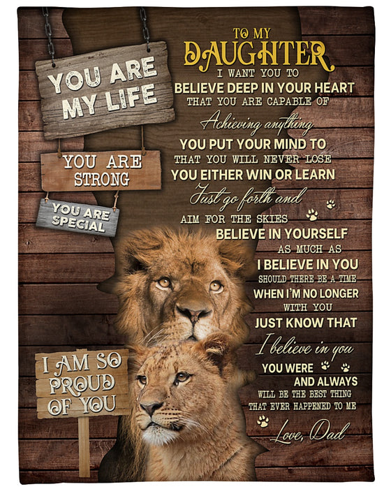 Personalized To My Daughter Blanket From Mom Dad Wooden Lion You're Special Custom Name Gifts For Christmas