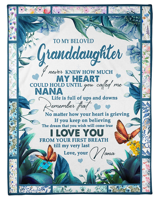 Personalized To My Granddaughter Blanket From Grandparents Floral Butterflies You Call Me Nana Custom Name Xmas Gifts