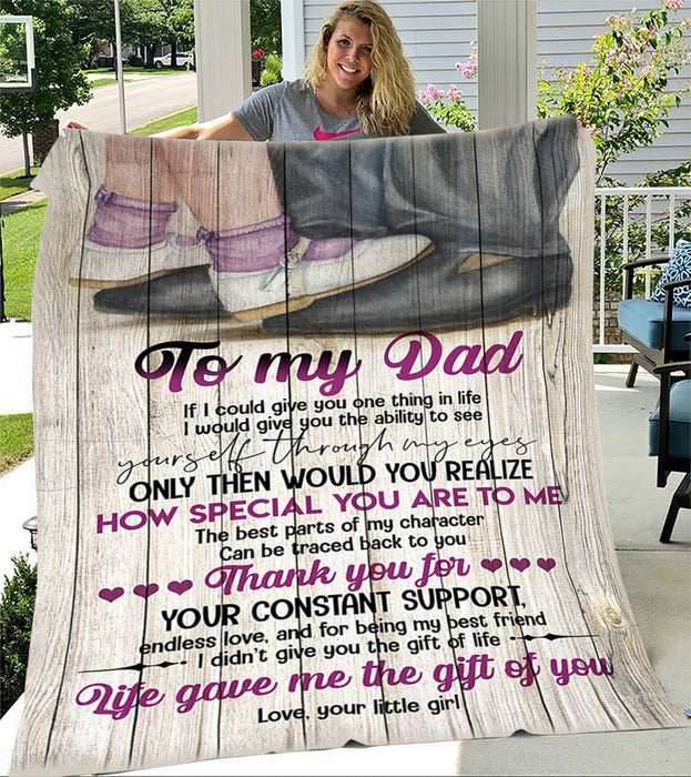 Personalized To My Dad Fleece Blanket From Daughter Thank You For Your Constant Support Dad And Baby Wood Design