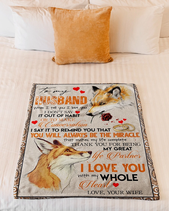 Personalized Fleece Blanket For Husband From Wife You Will Always Be The Miracle Print Fox Couple With Ring Custom Name