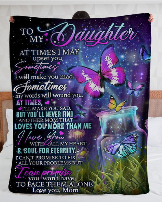 Personalized To My Daughter Blanket From Mom I Love You With All My Heart Vase Of Butterflies & Flower Printed