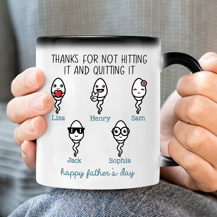 Personalized Color Changing Mug For Dad Thanks For Funny Naughty Swimming Sperm Custom Kids Name 11 15oz Cup