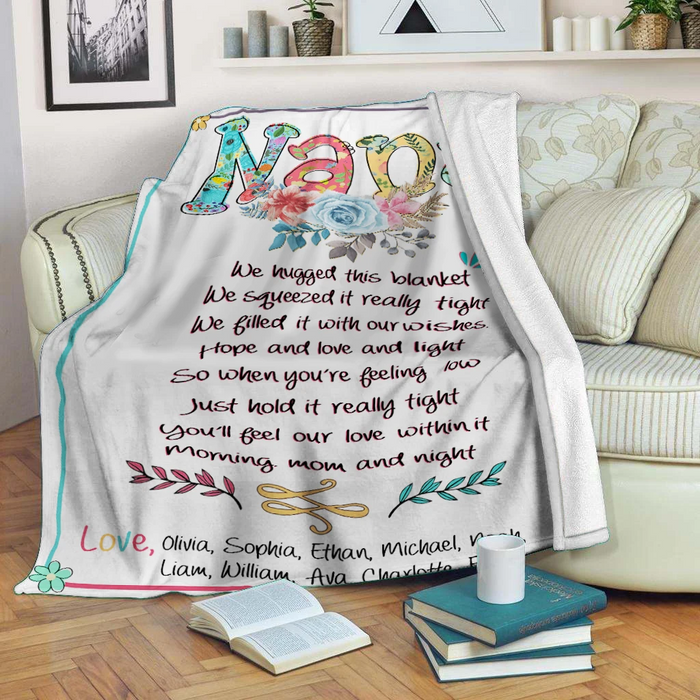 Personalized Blanket For Grandma Nana We Hugged This Blanket Colorful Flower Printed Custom Grandkids Name