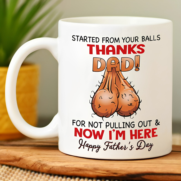 Personalized Ceramic Coffee Mug For Dad Thanks For Not Pulling Funny Sack Custom Name 11 15oz Father's Day Cup