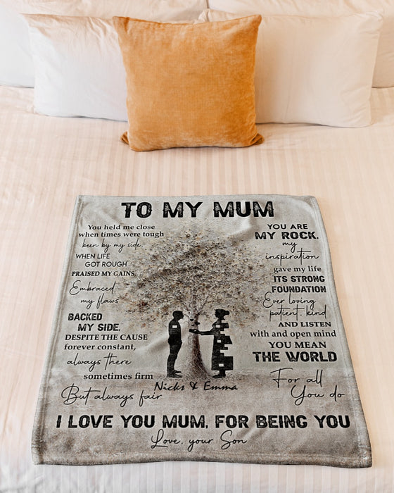 Personalized Blanket To My Mom From Son From The Bottom Of My Heart Meaningful Message Design Custom Name