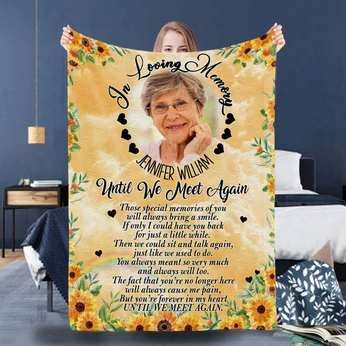 Personalized Memorial Blanket For Loss Of Loved One If You Bring A Smile Sunflowers Custom Name Photo Funeral Gifts